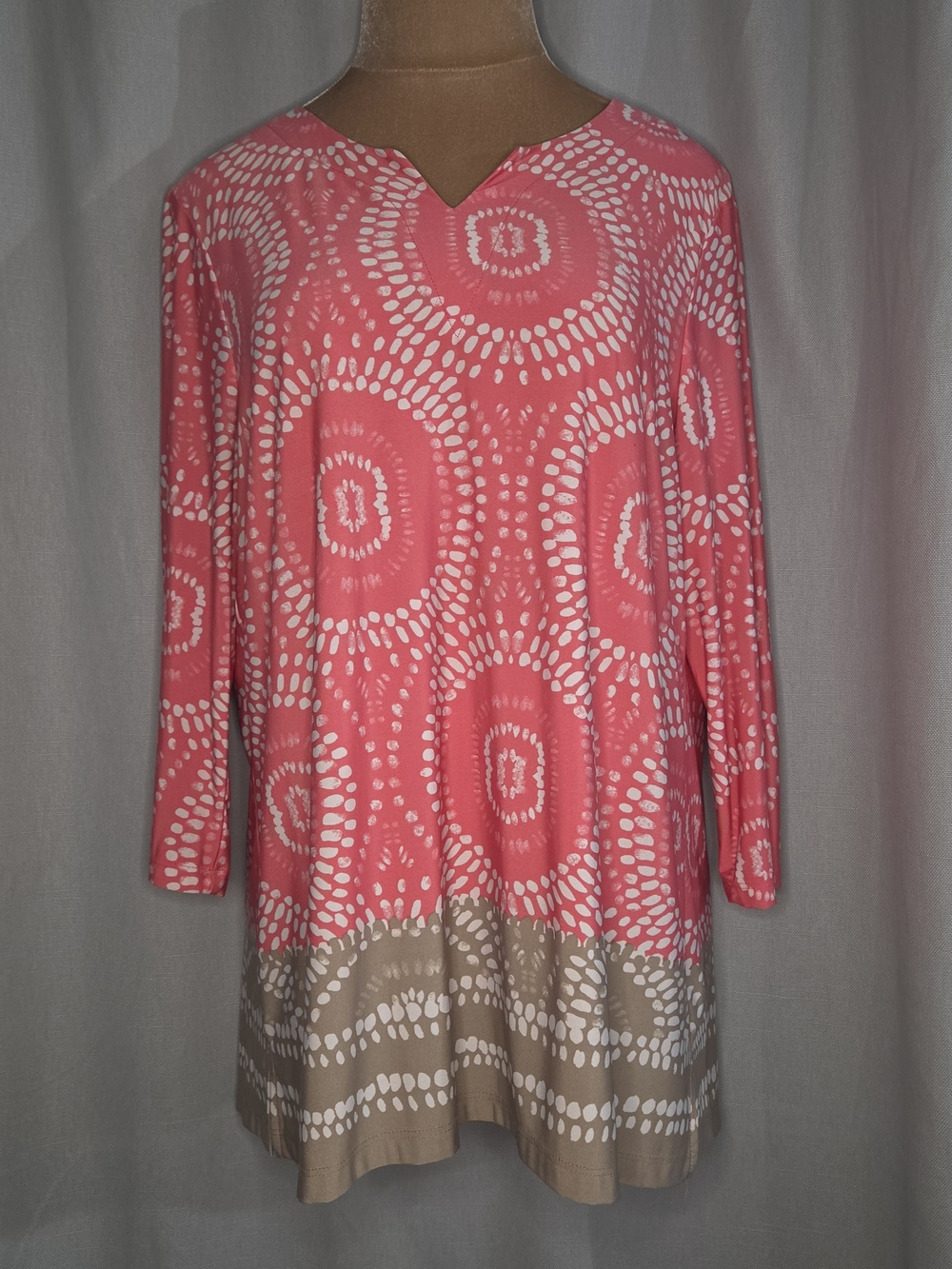 Chicos Women's Coral Patterned Tunic Top Size XL